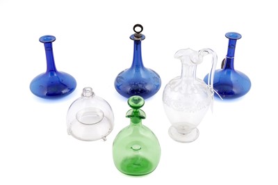 Lot 271 - A pair of 19th Century Bristol Blue decanters; and other items
