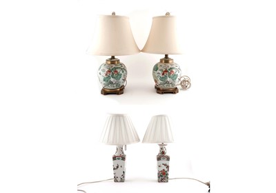 Lot 175 - Two pairs of Chinese-style lamps