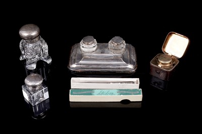 Lot 188 - Early 20th Century silver inkwells and a pencil