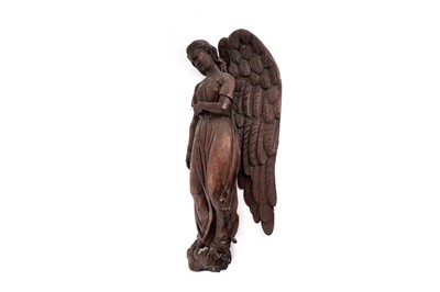Lot 193 - A 19th Century stained-pine carved angel figure