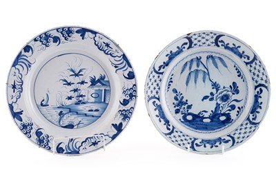 Lot 389 - Two blue and white Delft chargers