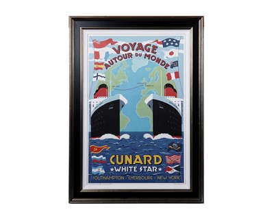Lot 175 - Charles Avalon - Voyage Autour du Monde, Cunard White Star Line | lithograph