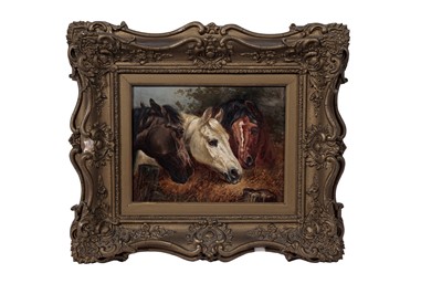 Lot 235 - Manner of John Frederick Herring Snr. - Three horses feeding | oil