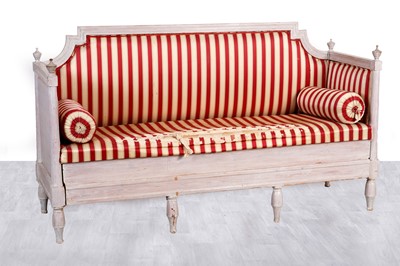 Lot 76A - A 19th-century grey-painted pine sofa