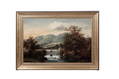 Lot 228 - Walter Williams - Sheep by a mountain waterfall | oil