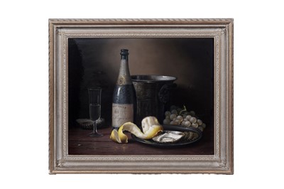 Lot 297 - Brian Davies - Still life with oysters and champagne | oil