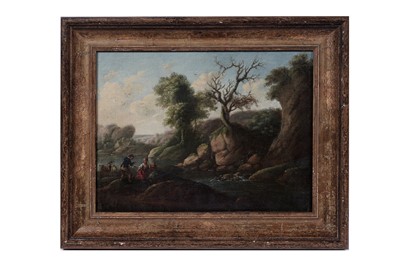 Lot 205 - Attributed to Cornelis Van Poelenburgh - Figures by a river | oil