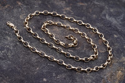 Lot 88 - A 9ct gold belcher-link necklace