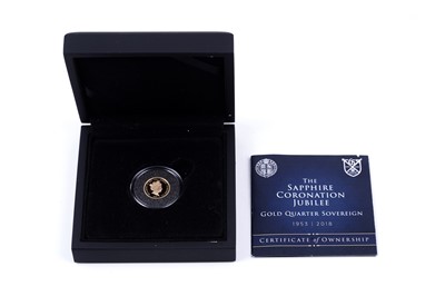 Lot 13 - The Bradford Exchange Queen Elizabeth II gold Sapphire Coronation Jubilee Quarter Sovereign