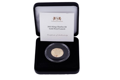 Lot 40 - Harrington & Byrne Charles III 22ct gold One Laurel Proof Coin