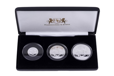 Lot 99 - Harrington & Byrne Elizabeth II silver Coronation Anniversary Three Coin Proof Set