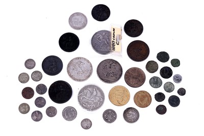 Lot 67 - A selection of George III and later silver and other coinage