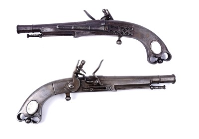 Lot 225 - A near pair of 18th Century all-steel Scottish flintlock Doune pistols