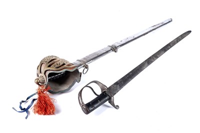 Lot 200 - An 1853 pattern cavalry trooper sword; and a reproduction Scottish basket infantry sword