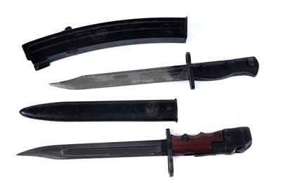 Lot 203 - Two Bayonets; and a 9mm magazine