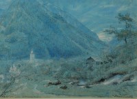 Lot 49 - Albert Goodwin (1845-1932) ''Summer Moonlight:...