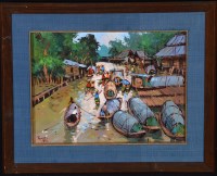 Lot 77 - Tawee Nandakwang (1925-1991) Floating Market,...