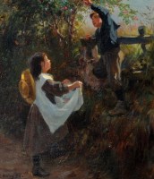 Lot 90 - Ralph Hedley, RBA (1848-1913) Two children...