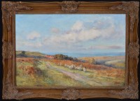 Lot 103 - Robert Jobling (1841-1923) Sheep on a moorland...