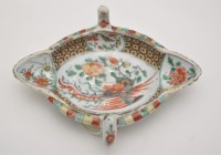Lot 140 - Chinese Famille Verte sauce boat, of diamond...