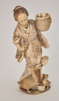 Lot 192 - Japanese ivory figure of an elderly lady...