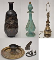 Lot 203 - Green glass rosewater sprinkler-shaped...
