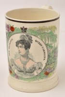 Lot 249 - Coloured printed creamware 'Political Tankard'...