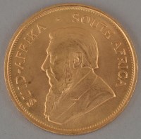 Lot 594 - A South African Krugerrand, 1974, 34grms.