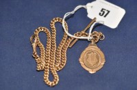 Lot 57 - A 9ct. yellow gold slightly graduated Albert...
