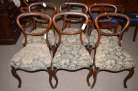 Lot 643 - A set of six Victorian rosewood balloon back...