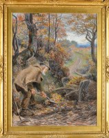 Lot 50 - Ralph Hedley, RBA (1848-1913) ''AUTUMN LEAVES''...