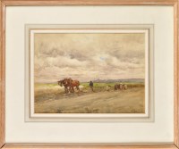 Lot 82 - John Atkinson (1863-1924) A HORSE DRAWN HARROW...