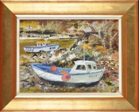 Lot 178 - David McClure, RSA, RSW (1926-) ''TWO BOATS AT...