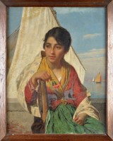 Lot 225 - Luigi Da Rios (Italian 1844-1892 ) A PORTRAIT...