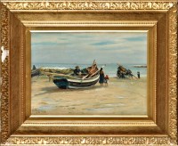 Lot 267 - Robert Jobling (1841-1923) LAUNCHING COBLES AT...