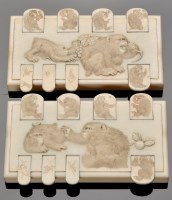 Lot 425 - Pair of Japanese ivory Bezique markers, each...