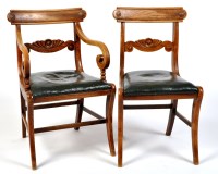 Lot 953 - A set of three single and one carver, elm...