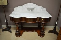 Lot 805 - A Victorian marble top mahogany washstand,...